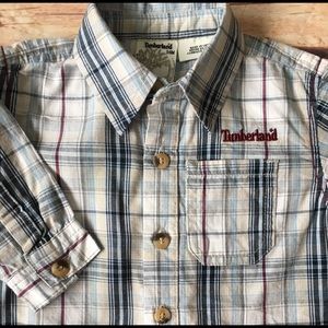 Timberland Plaid Button Down Shirt boys 3 6 months